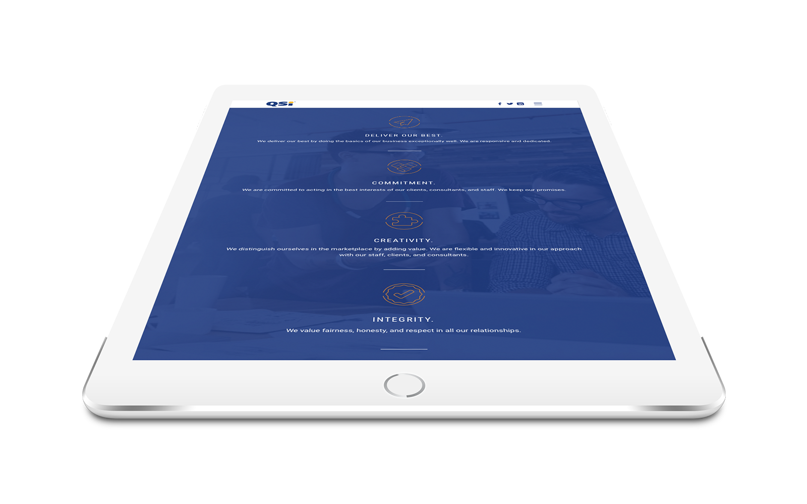QSi Website - Tablet Design