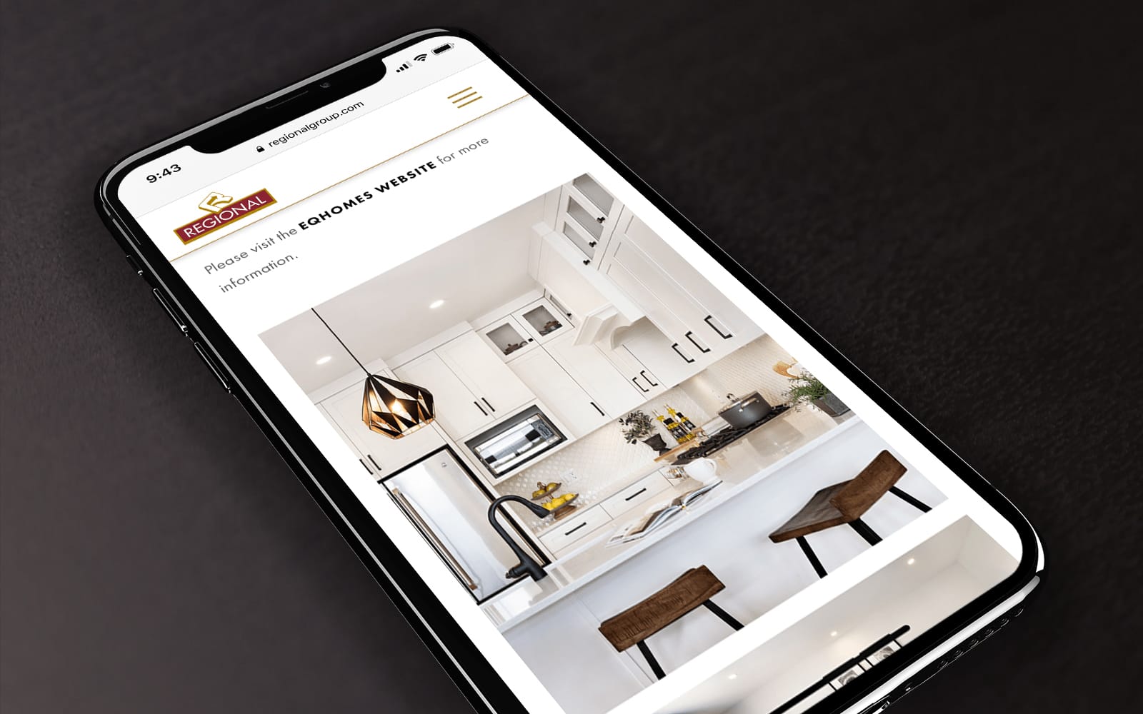 Regional Group website on a mobile device