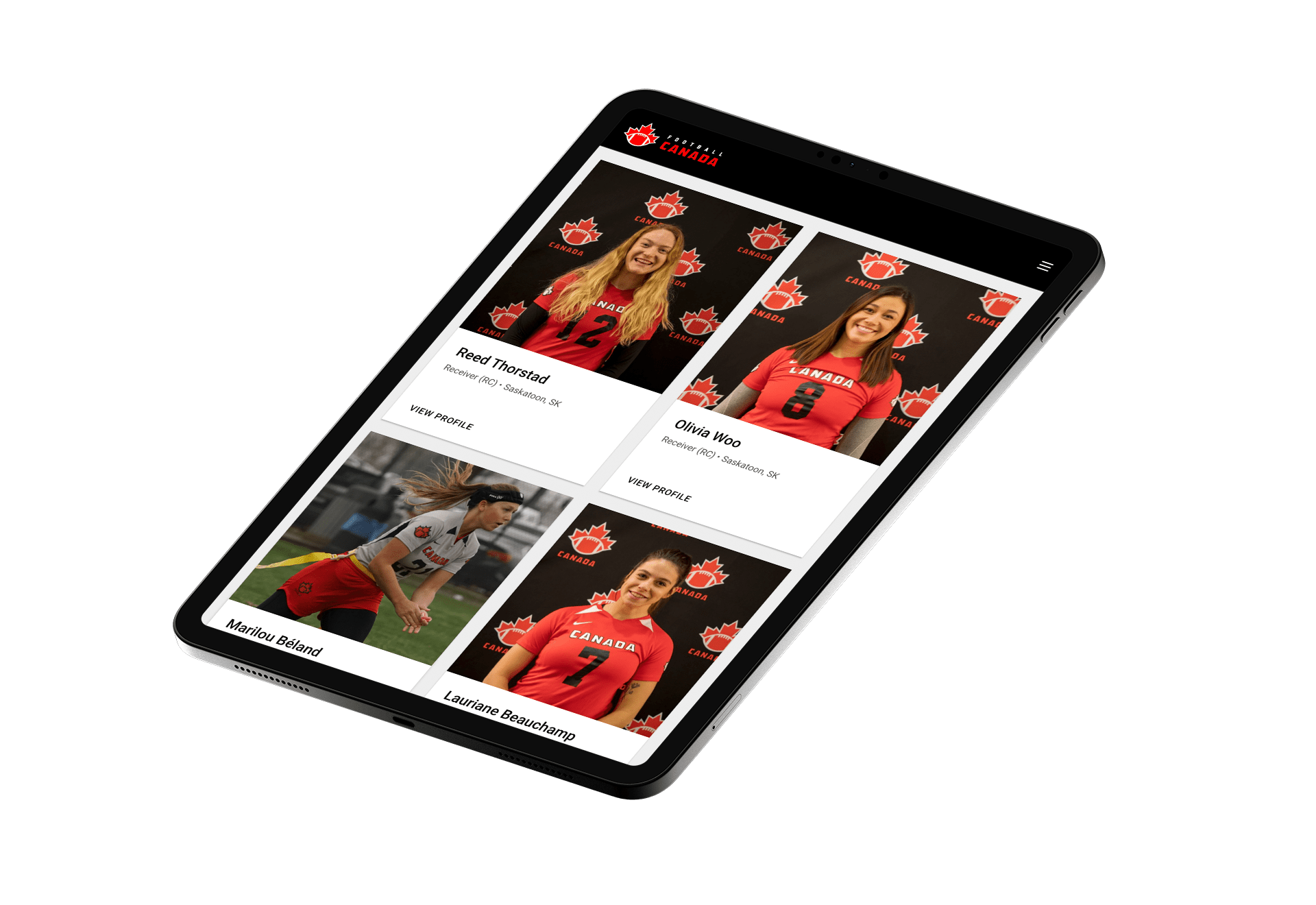 Football Canada - Tablet Web Design