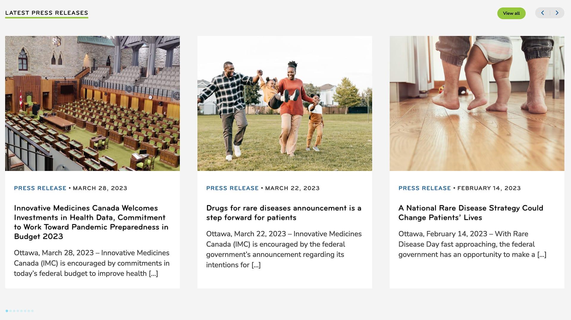 Example 1 of Latest Items on a national association website design
